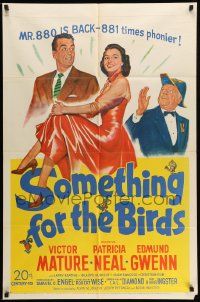 6y759 SOMETHING FOR THE BIRDS 1sh '52 Victor Mature, Patricia Neal, Robert Wise directed!