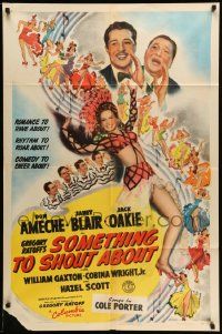 6y760 SOMETHING TO SHOUT ABOUT style A 1sh '43 Don Ameche, sexy Janet Blair, songs by Cole Porter!
