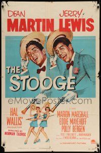6y793 STOOGE 1sh '52 artwork of singing vaudeville team Dean Martin & Jerry Lewis!