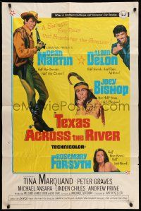 6y874 TEXAS ACROSS THE RIVER 1sh '66 cowboy Dean Martin, Alain Delon & Indian Joey Bishop!