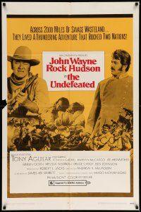 6y933 UNDEFEATED style B 1sh '69 John Wayne & Rock Hudson rode where no one else dared!