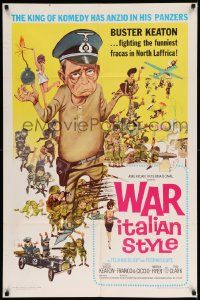 6y948 WAR ITALIAN STYLE 1sh '66 Due Marines e un Generale, cartoon art of Buster Keaton as Nazi!