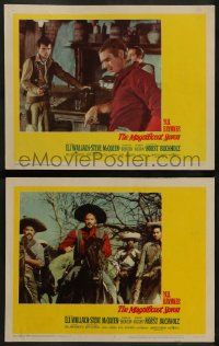 6z953 MAGNIFICENT SEVEN 2 LCs '60 Yul Brynner, Steve McQueen, John Sturges' 7 Samurai western!