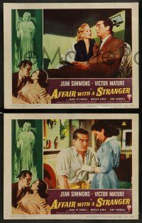 6z034 AFFAIR WITH A STRANGER 8 revised LCs '53 pretty Jean Simmons, Victor Mature!