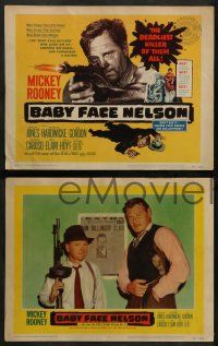 6z046 BABY FACE NELSON 8 LCs '57 Public Enemy No. 1 Mickey Rooney firing tommy gun on TC!