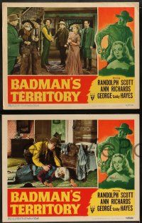 6z646 BADMAN'S TERRITORY 6 LCs '46 great images of Randolph Scott, Gabby Hayes, Ann Richards!