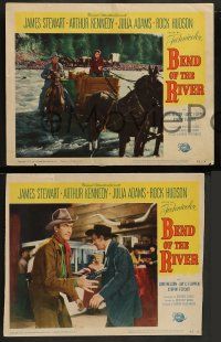 6z608 BEND OF THE RIVER 7 LCs '52 art of Jimmy Stewart & Julia Adams, directed by Anthony Mann!