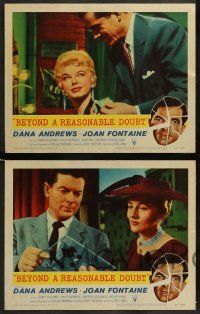 6z062 BEYOND A REASONABLE DOUBT 8 LCs '56 Fritz Lang directed noir, Dana Andrews & Joan Fontaine!
