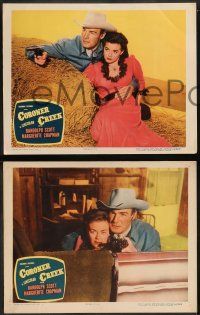 6z773 CORONER CREEK 4 LCs '48 western cowboy Randolph Scott, Marguerite Chapman!