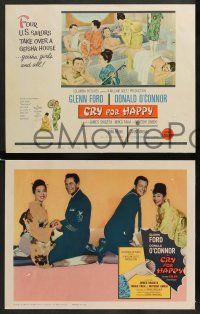 6z144 CRY FOR HAPPY 8 LCs '60 Glenn Ford & Donald O'Connor take over a geisha house & the girls too