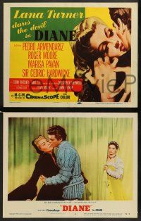 6z168 DIANE 8 LCs '56 sexiest Lana Turner in title role, young Roger Moore, Pedro Armendariz!