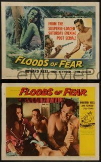 6z218 FLOODS OF FEAR 8 LCs '59 art of barechested Howard Keel holding sexy Anne Heywood!