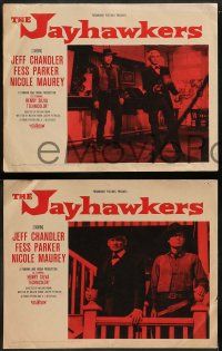 6z791 JAYHAWKERS 4 LCs '59 Jeff Chandler, Fess Parker, Nicole Maurey, Henry Silva!