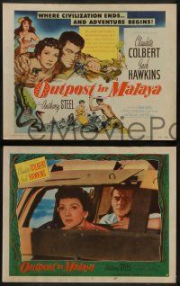 6z356 OUTPOST IN MALAYA 8 LCs '52 Claudette Colbert & Jack Hawkins where civilization ends!
