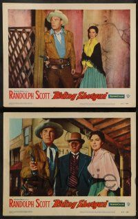 6z690 RIDING SHOTGUN 6 LCs '54 great images of cowboy Randolph Scott, pretty Joan Weldon!