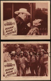6z735 ROUGH RIDIN' JUSTICE 5 LCs '44 art of Charles Starrett saving pretty Betty Jane Graham!