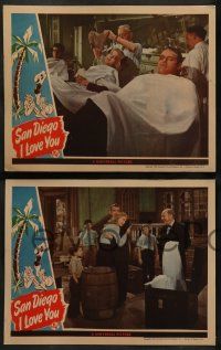 6z890 SAN DIEGO I LOVE YOU 3 LCs '44 Jon Hall & Louise Allbritton in an out-and-shout laugh affair!