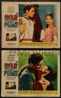 6z545 WAR & PEACE 8 LCs R63 art of Audrey Hepburn, Henry Fonda & Mel Ferrer, Leo Tolstoy epic!