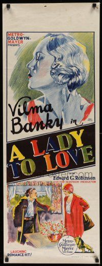 7b082 LADY TO LOVE long Aust daybill '30 Fred Powis art of Vilma Banky & Edward G. Robinson, rare!