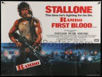 7b440 FIRST BLOOD British quad '82 artwork of Sylvester Stallone as John Rambo by Drew Struzan!