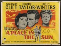 7b470 PLACE IN THE SUN British quad '51 Shelley Winters watches Elizabeth Taylor & Montgomery Clift!