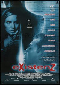 7b027 EXISTENZ Canadian 1sh '99 David Cronenberg, cool image of Jennifer Jason Leigh & Jude Law!