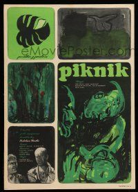 7b243 PIKNIK Czech 11x16 '67 cool mostly green artwork by Miroslav Klominek!