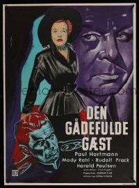 7b282 LADY IN BLACK Danish '53 Paul Hartmann, Mady Rahl, moody different art!