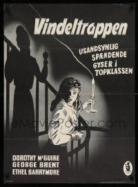 7b301 SPIRAL STAIRCASE Danish R55 Dorothy McGuire, George Brent & Ethel Barrymore, horror art!