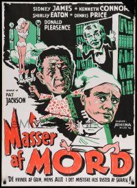 7b315 WHAT A CARVE UP Danish '64 Sidney James, Kenneth Connor, Shirley Eaton, sexy homicide!