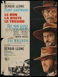 7b124 GOOD, THE BAD & THE UGLY French 23x31 '68 Eastwood, Van Cleef, Wallach, Leone classic!
