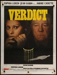 7b126 JURY OF ONE French 24x32 '75 Verdict, Sophia Loren, Jean Gabin, Andre Cayatte