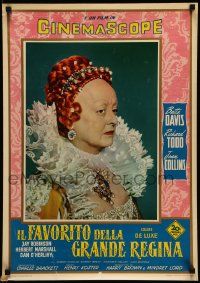 7b168 VIRGIN QUEEN Italian 19x28 pbusta '55 close-up image of Bette Davis as Queen Elizabeth I!