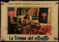 7b169 WOMAN IN THE WINDOW Italian 19x26 pbusta R56 Fritz Lang, sexy Joan Bennett in bed!