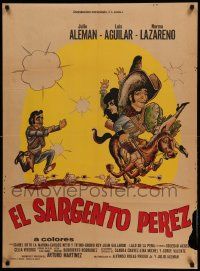 7b021 EL SARGENTO PEREZ Mexican poster '71 Julio Aleman, cool different art of cast!