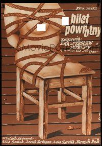 7b959 RETURN TICKET Polish 27x38 '79 Bilet powrotny, bizarre Socha art of woman-chair tied up!