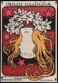 7b985 VPERVYE ZAMUZHEM Polish 26x38 '81 Iosif Kheifits, great Erol artwork of blindfolded woman!