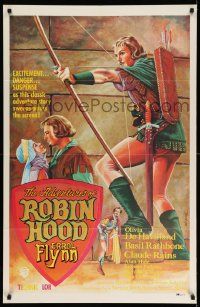 7b032 ADVENTURES OF ROBIN HOOD 27x41 Spanish commercial poster 1970s art of Flynn & De Havilland!