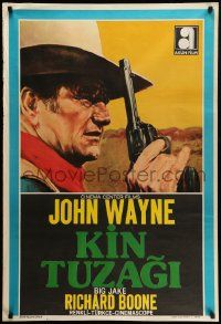 7b093 BIG JAKE Turkish '73 great different artwork of John Wayne with revolver!