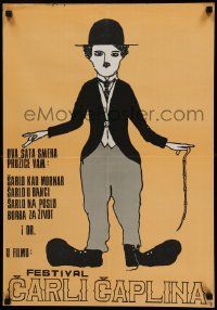 7b340 FESTIVAL CARLI CAPLINA Yugoslavian 19x27 '60s Charlie Chaplin film festival!