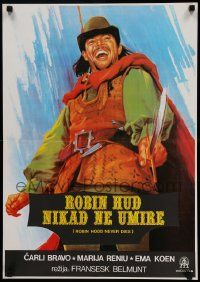 7b379 ROBIN HOOD NEVER DIES Yugoslavian 19x27 '75 cool art of Charly Bravo in the title role!