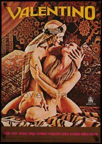 7b401 VALENTINO Yugoslavian 19x27 '78 great image of Rudolph Nureyev & naked Michelle Phillips!