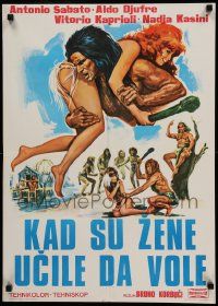 7b403 WHEN WOMEN PLAYED DING DONG Yugoslavian 20x28 '71 Bruno Corbucci, caveman sexploitation movie!