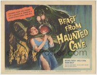7c039 BEAST FROM HAUNTED CAVE TC '59 Roger Corman, best art of monster with sexy censored victim!