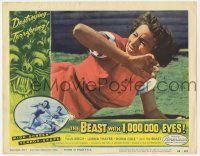7c288 BEAST WITH 1,000,000 EYES LC #5 '55 c/u of Lorna Thayer on the ground terrified of monster!