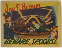 7c295 BEWARE SPOOKS LC '39 great image of Joe E. Brown & Mary Carlisle laughing after falling!