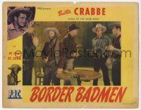 7c321 BORDER BADMEN LC '45 cowboys Buster Crabbe & Fuzzy St. John hold bad guys at gunpoint!