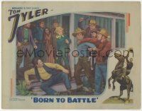 7c323 BORN TO BATTLE LC '35 Tom Tyler & Jean Carmen surrounded by bad guys on porch!