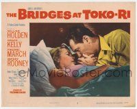 7c332 BRIDGES AT TOKO-RI LC #8 '54 close up of gorgeous Grace Kelly & William Holden in bed!