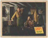 7c353 CARIBBEAN MYSTERY LC '45 James Dunn & pretty Sheila Ryan by sleeping guy in ship's room!